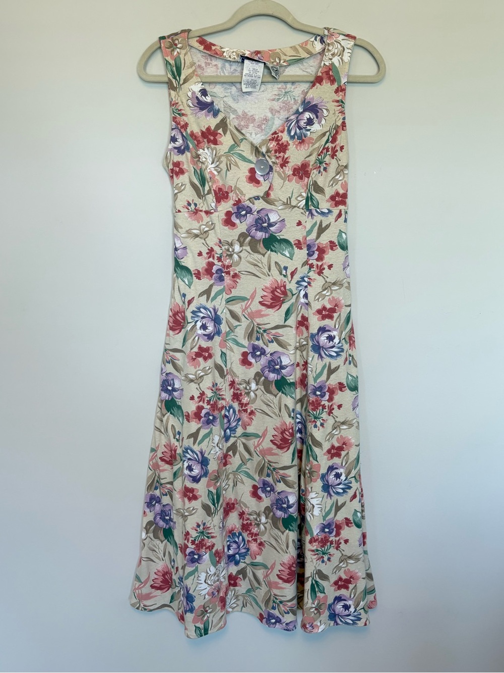 Vintage 90s Ashley Taylor Floral Sleeveless Dress Medium Cottagecore Boho Midi